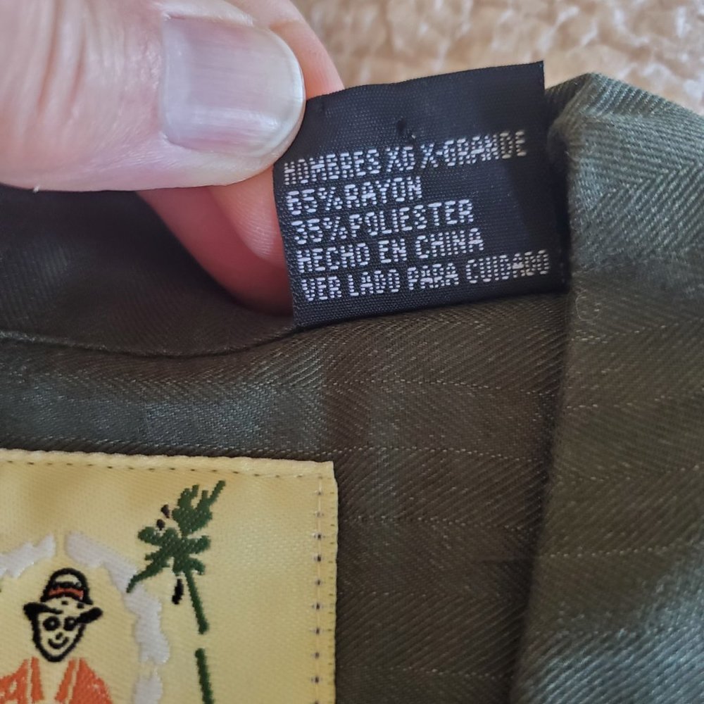 Joe Marlin Men's Olive Green Hawaiian Shirt, Size XL - Picture 5 of 10